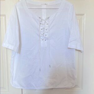 Rag & Bone 100 % cotton White 3/4 Sleeve Tie Front Blouse size Medium